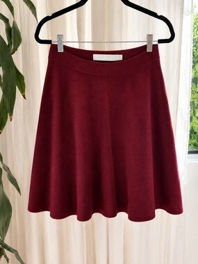 Paper Doll Burgundy Fit & Flare Knit Mini Skirt | Size Large